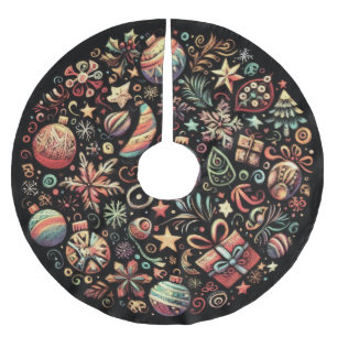 Jupon De Sapin En Polyester Brossé Dur Pasteurs Dessiner Motifs de Noël