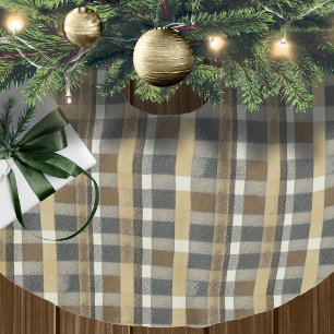 Jupon De Sapin En Polyester Brossé Earth Tones Gold Christmas Motif#7 ID1009