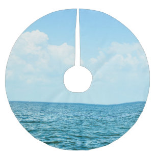 Jupon De Sapin En Polyester Brossé Eau Océanique, Ciel bleu clair.