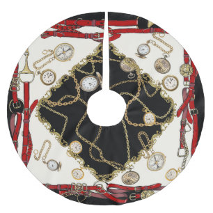 Jupon De Sapin En Polyester Brossé Écart vintage : Motif d'horloge à chaîne