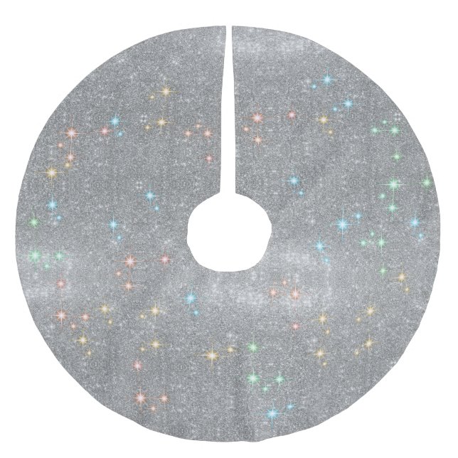 Jupon De Sapin En Polyester Brossé Éclat argenté de lumière de Noël de Faux (Devant)