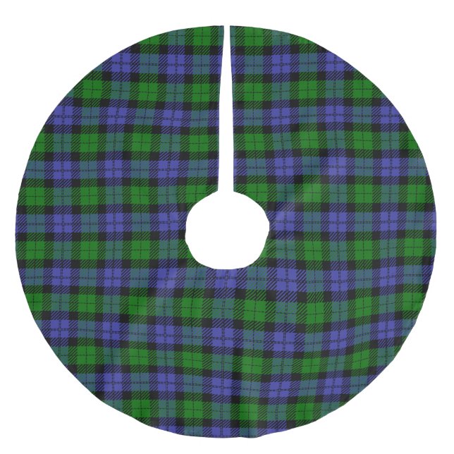 Jupon De Sapin En Polyester Brossé écossais bleu et vert tartan (Devant)