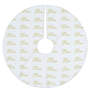 Jupon De Sapin En Polyester Brossé Écriture dorée chic et blanche pour mariage callig