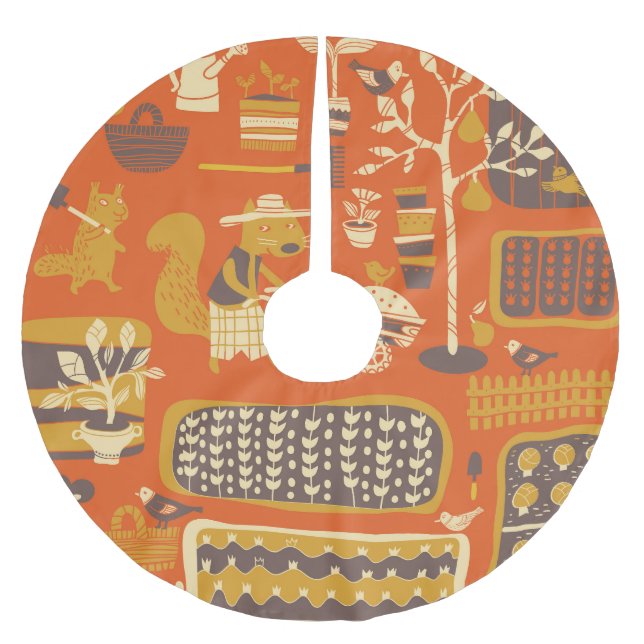 Jupon De Sapin En Polyester Brossé Écureuils de jardin : Scène animal lunaire (Devant)