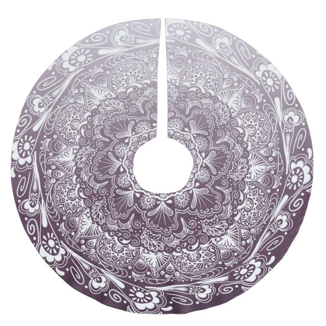 Jupon De Sapin En Polyester Brossé Eggplant couleur violet fondu mandala (Devant)