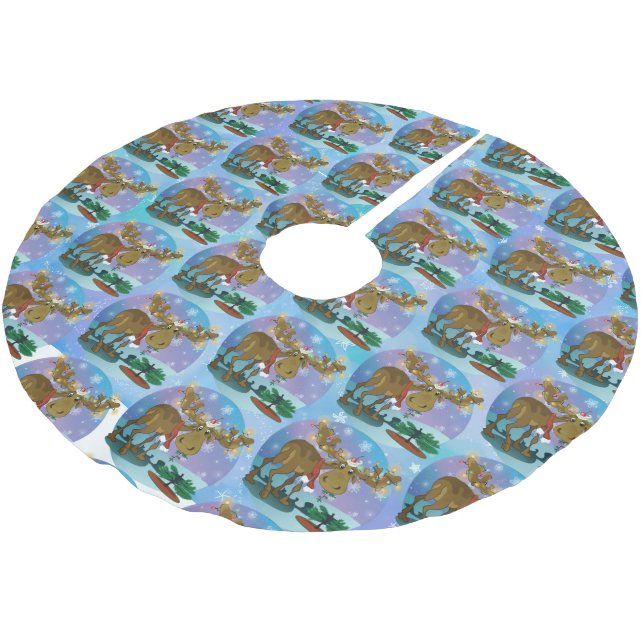 Jupon De Sapin En Polyester Brossé Élan de Noël (Angle)