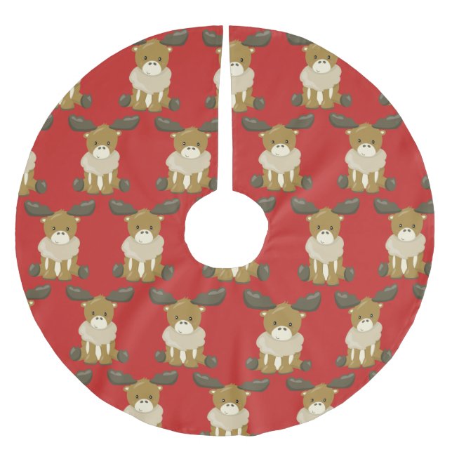 Jupon De Sapin En Polyester Brossé Élan de Noël fantaisiste (Devant)