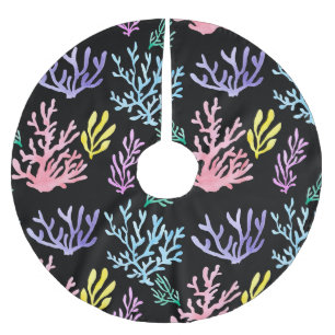 Jupon De Sapin En Polyester Brossé Élégance des récifs de corail : Motif d'aquarelle