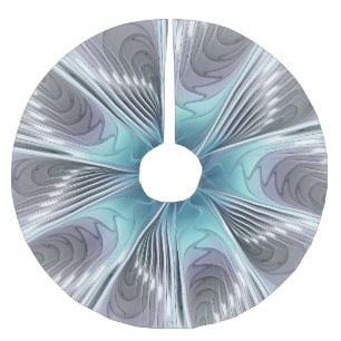 Jupon De Sapin En Polyester Brossé Elégance Moderne Bleu Gris Blanc Fractage Art Flow