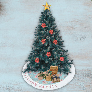 Jupon De Sapin En Polyester Brossé Élégant Canard Oeuf Bleu Holly Noël