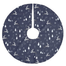 Elegant Dark Christmas TreeSkirt w Silver Reindeer