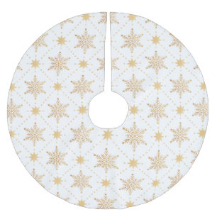 Jupon De Sapin En Polyester Brossé Élégant Faux Gold Snowflakes Noël Patttern