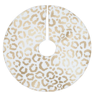 Jupon De Sapin En Polyester Brossé Elegant Gold White Leopard Cheetah Animal Print