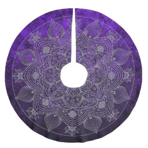 Jupon De Sapin En Polyester Brossé Élégant Mandala Namaste Floral Silver & Purple