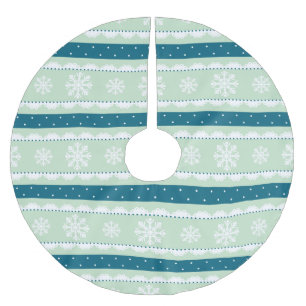 Jupon De Sapin En Polyester Brossé Élégant Motif à la broche à neige de Noël à la men