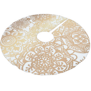 Jupon De Sapin En Polyester Brossé Elégant Motif de Mandala en or et en blanc