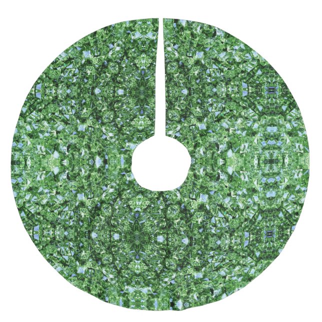 Jupon De Sapin En Polyester Brossé Élégant Motif vert Noël (Devant)