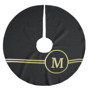 Jupon De Sapin En Polyester Brossé Élégant or Monogramme personnalisé sur noir