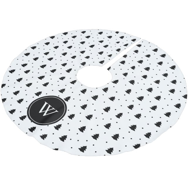 Jupon De Sapin En Polyester Brossé Elégant Pins Noir et Blanc Personnalisé (Angle)