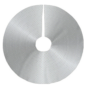 Jupon De Sapin En Polyester Brossé Elégant Silver Gold Dots Noël