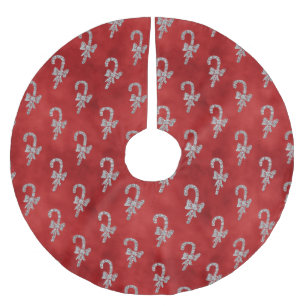 Jupon De Sapin En Polyester Brossé Elégant Sucres de canne de Parties scintillant rou