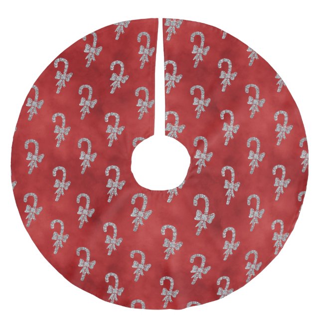 Jupon De Sapin En Polyester Brossé Elégant Sucres de canne de Parties scintillant rou (Devant)