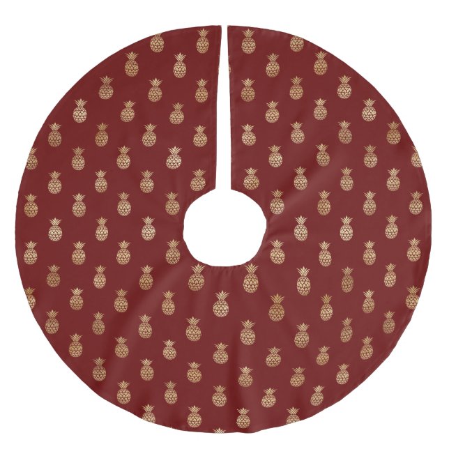 Jupon De Sapin En Polyester Brossé Élégant vin et ananas en or (Devant)