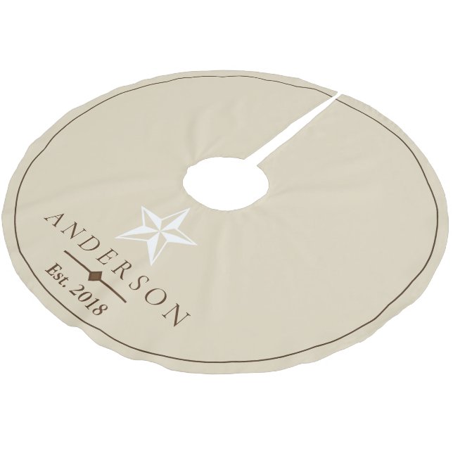 Jupon De Sapin En Polyester Brossé Élégante étoile blanche | Personnalisé (Angle)