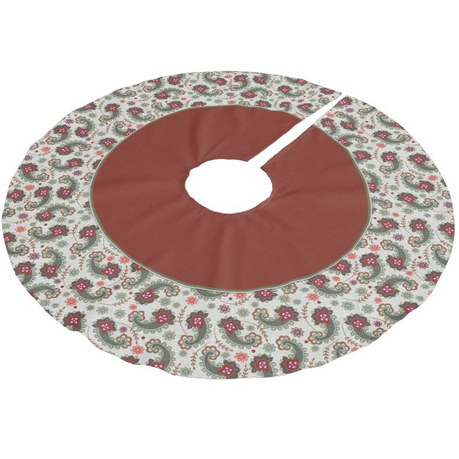 Jupon De Sapin En Polyester Brossé Elégante Paisley Christmas Tree Jupe (Angle)