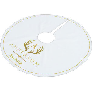 Jupon De Sapin En Polyester Brossé Elégante Parties scintillant Gold Faux Cerfs Antle