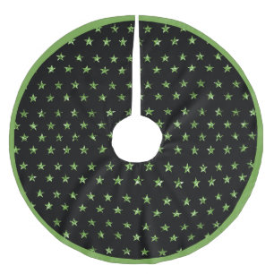 Jupon De Sapin En Polyester Brossé Élégantes Paillettes Vertes Diamant Étoiles Gems
