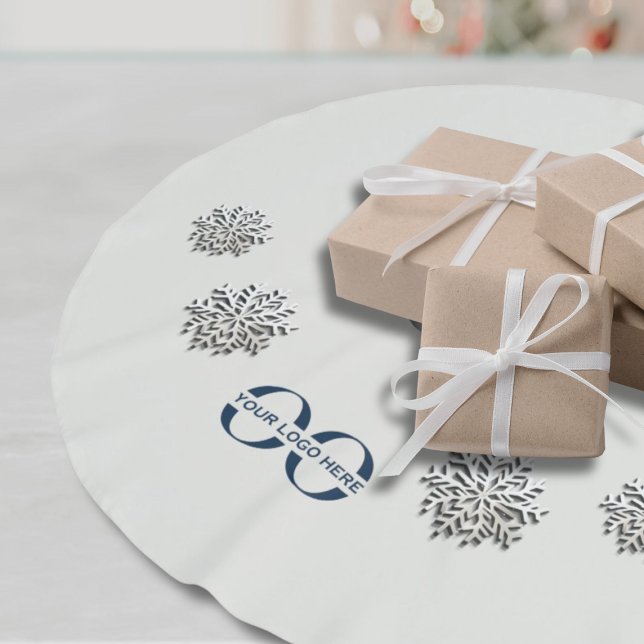 Jupon De Sapin En Polyester Brossé Élégants flocons de neige avec logo personnalisé (Créateur téléchargé)