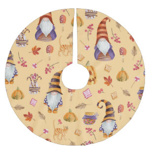 Jupon De Sapin En Polyester Brossé Eléments d'Halloween : aquarelle vintage transpare