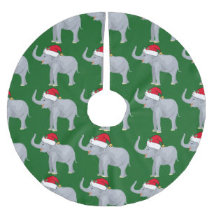 Jupon De Sapin En Polyester Brossé Éléphant mignon de Noël