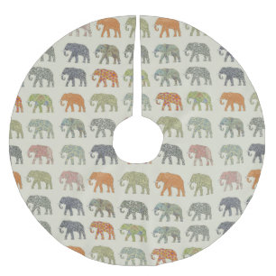 Jupon De Sapin En Polyester Brossé Éléphant Motif Animal Coloré Contemporain