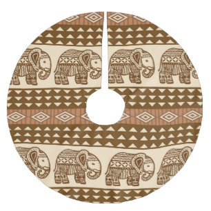 Jupon De Sapin En Polyester Brossé Eléphants ethniques Motif Vintage géométrique