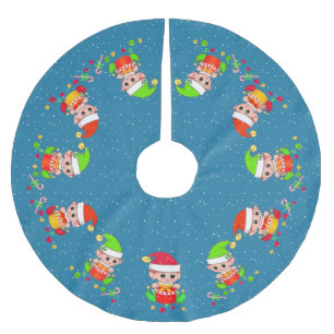 Jupon De Sapin En Polyester Brossé Elfes mignonnes sur le bleu saphir avec accentuati