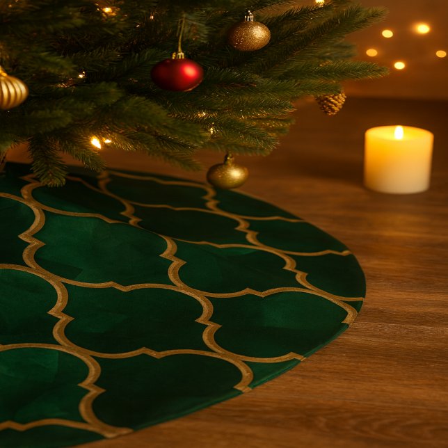 Jupon De Sapin En Polyester Brossé Emerald Moroccan Pattern – Luxury Style (Créateur téléchargé)