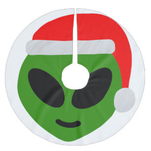 Jupon De Sapin En Polyester Brossé emoji alien père Noël vert