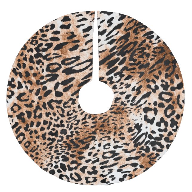 Jupon De Sapin En Polyester Brossé Empreinte de léopard africain sans couture (Devant)