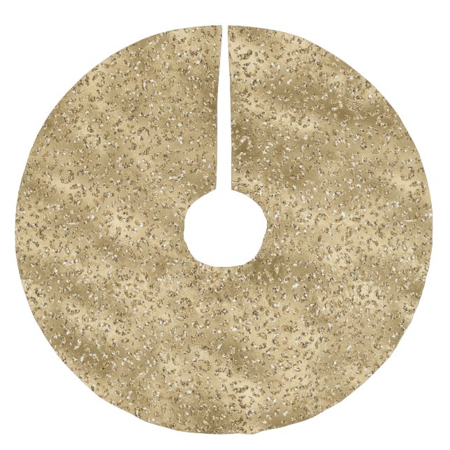 Jupon De Sapin En Polyester Brossé Empreinte de léopard Gold Glam Parties scintillant (Devant)