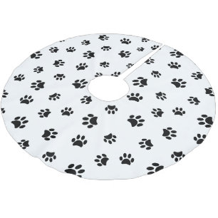 Jupon De Sapin En Polyester Brossé Empreintes de pattes de chat de chien noir Motif N