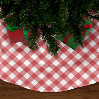 Jupon De Sapin En Polyester Brossé En vichy rouge