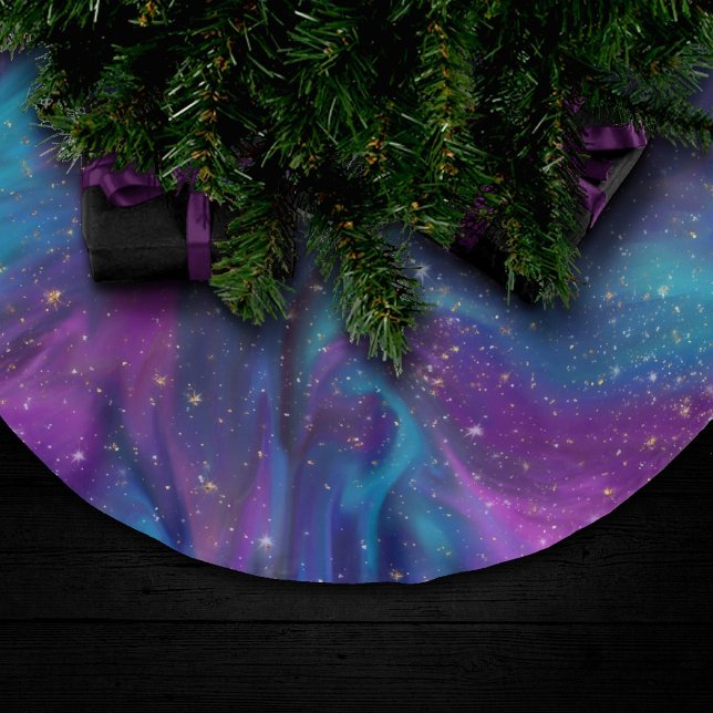 Jupon De Sapin En Polyester Brossé Encre cosmique | Turquoise bleu violet Galaxie Neb (Créateur téléchargé)