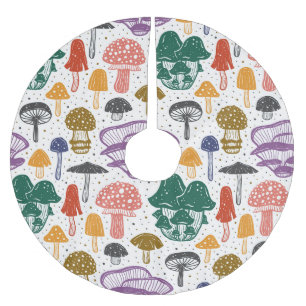Jupon De Sapin En Polyester Brossé Encre de champignons de forêt Texture Vintage