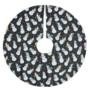 Jupon De Sapin En Polyester Brossé Enfants Noël mignon Snowman en Casquette
