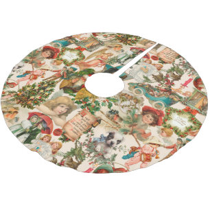 Jupon De Sapin En Polyester Brossé Ephémère de Noël Vintage Fun, Festif et coloré