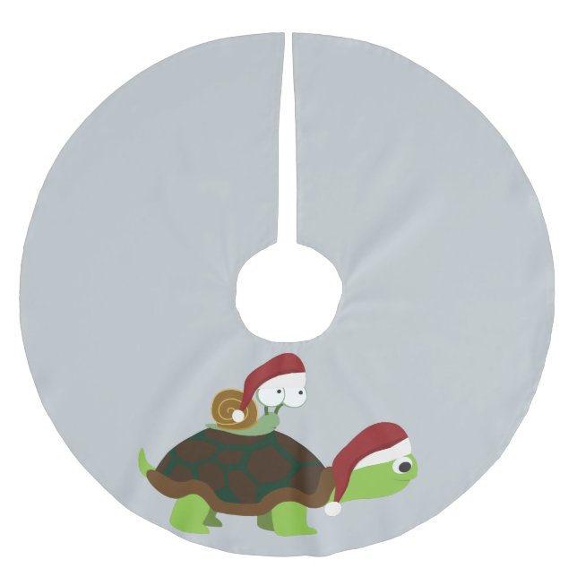 Jupon De Sapin En Polyester Brossé Escargot de Noël sur une tortue (Devant)