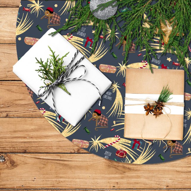 Jupon De Sapin En Polyester Brossé estampado navideño de regalos y dulces para niños (Créateur téléchargé)