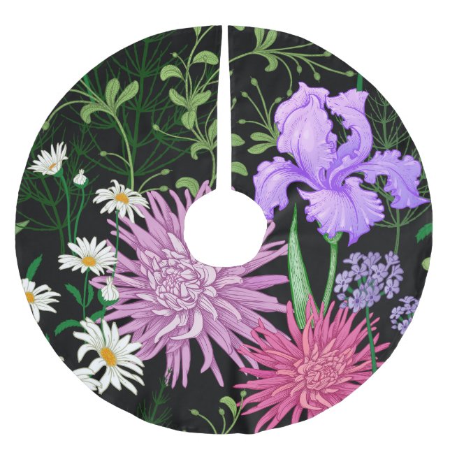 Jupon De Sapin En Polyester Brossé Eté Fleurs sauvages Croquis sans couture (Devant)